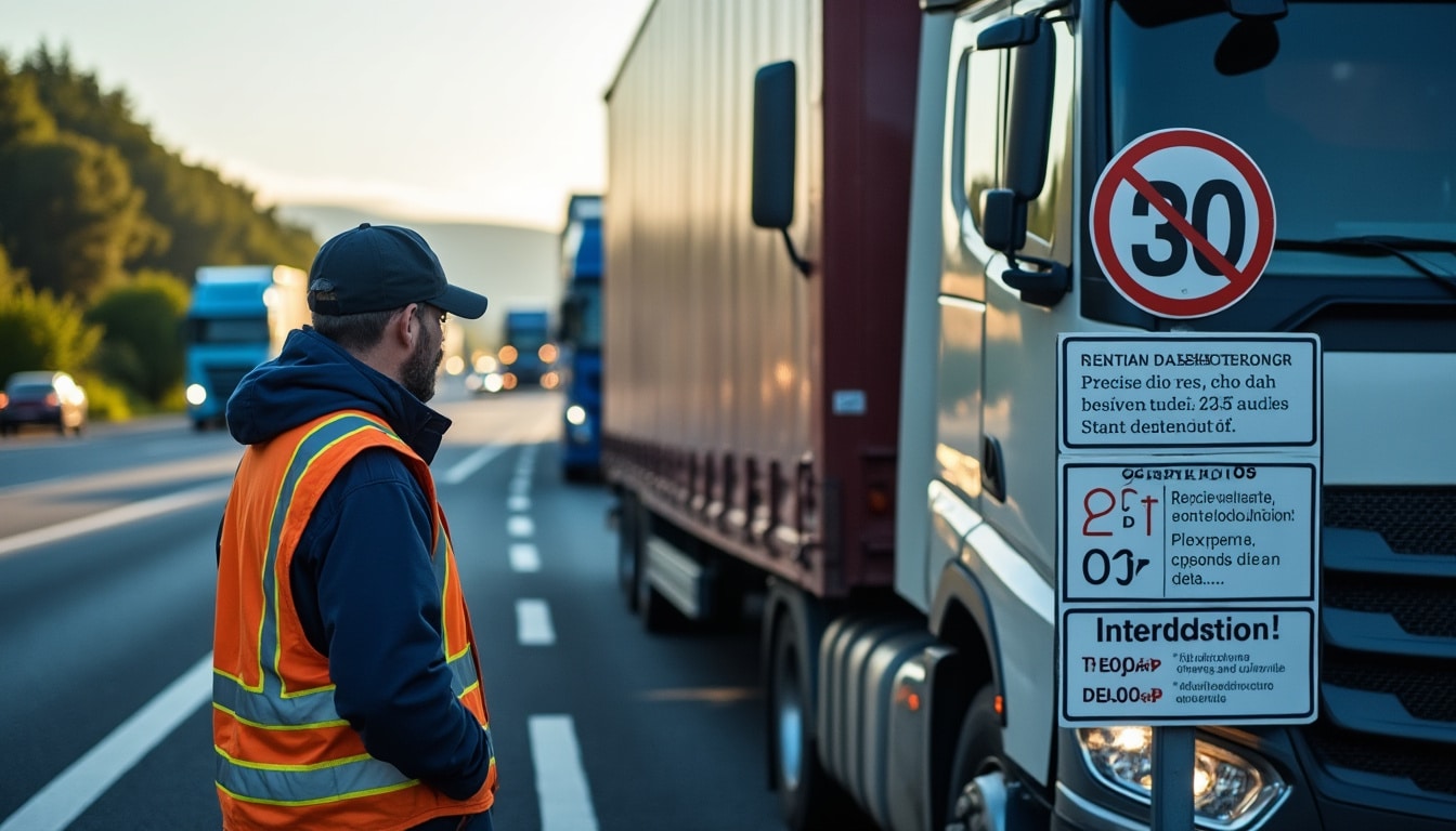 Illustration: Jours fériés concernés, véhicules soumis et horaires d’application de la réglementation du transport routier